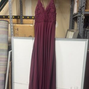 Lulu's Burgundy Lace Maxi Dress